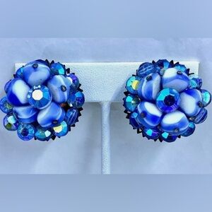 Vintage ALICE CAVINESS Blue Clip Earrings